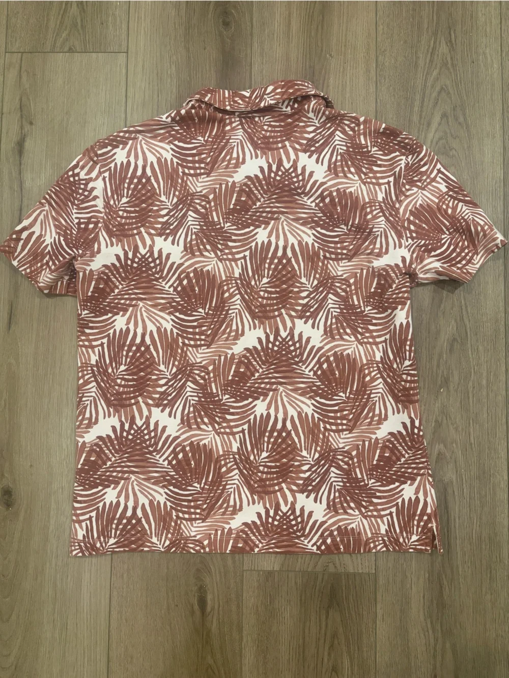 Banana Republic Men's Rust and Cream Tropical-Print Polo